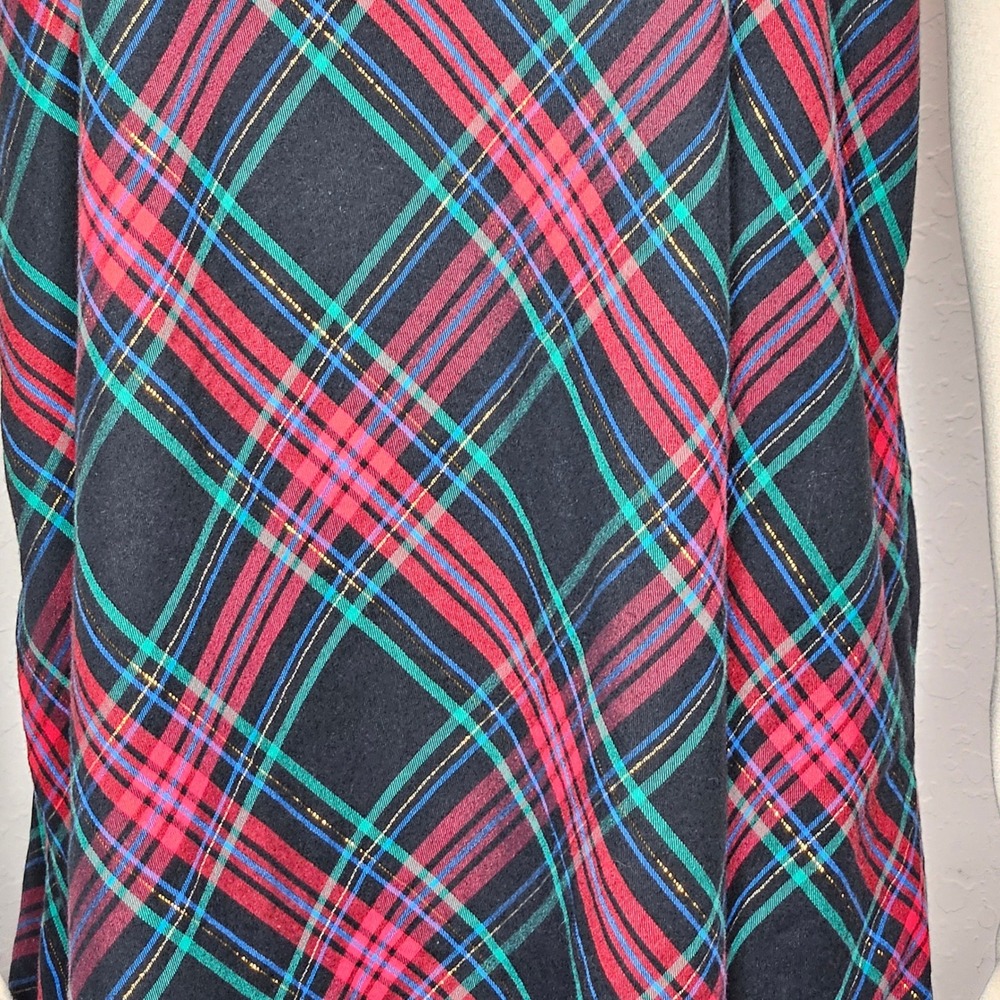 Victorias Secret Plaid Lace Trim Slip Dress XXL Red Green Gold Metallic Chemise - Picture 3 of 8